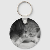 Foto zwart-wit Kitten Sleutelhanger (Voorkant)