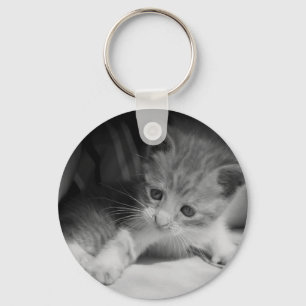 Foto zwart-wit Kitten Sleutelhanger