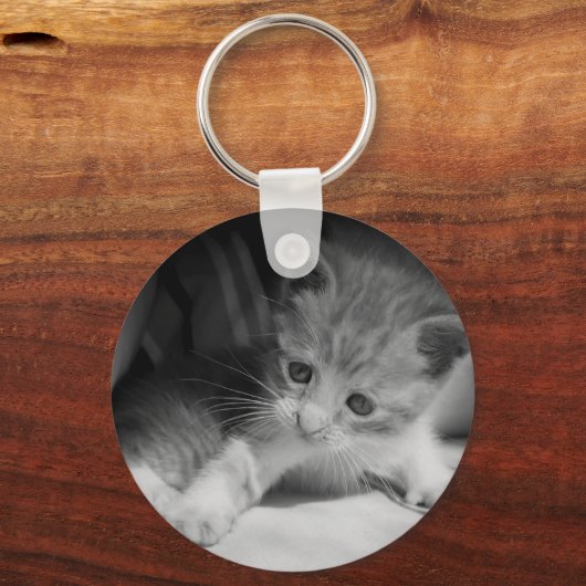 Foto zwart-wit Kitten Sleutelhanger (Achterkant)