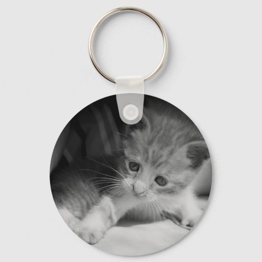 Foto zwart-wit Kitten Sleutelhanger (Achterkant)