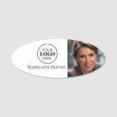 Foto Zwart Wit Logo Eenvoudig Ovaal Naamplaatje (Voorkant)