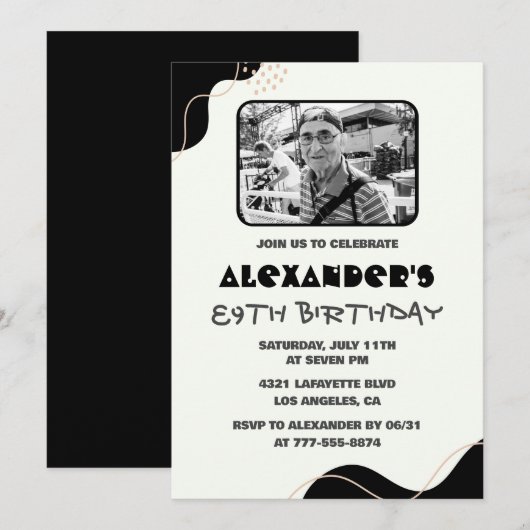 Foto Zwart Wit Mannen 89ste verjaardag Kaart (Voorkant / Achterkant)