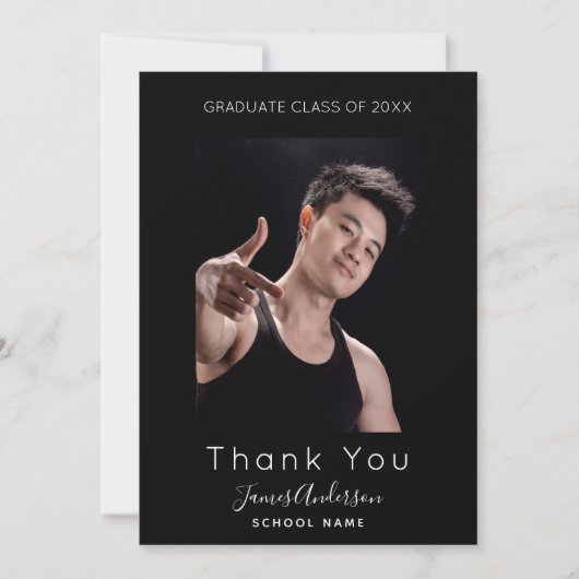 Foto zwart wit modern afstuderen bedankt (Voorkant)