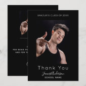 Foto zwart wit modern afstuderen bedankt (Voorkant / Achterkant)