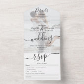 Foto zwart wit modern script bruiloft all in one uitnodiging (Binnen)