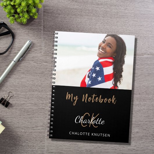 Foto zwart wit monogram notitieboek