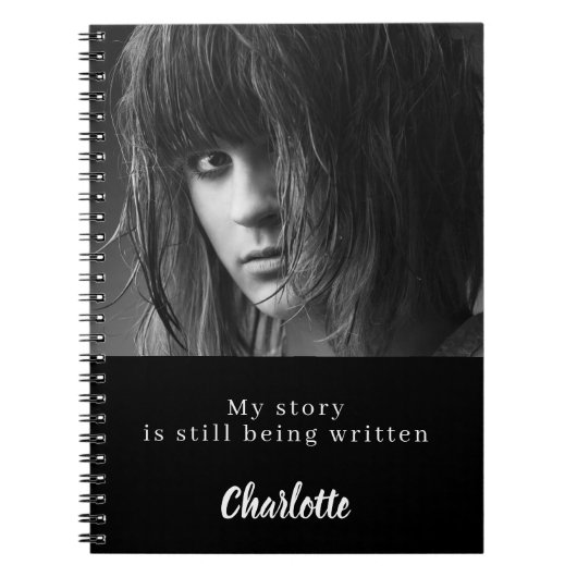 Foto zwart wit quote notitieboek (Voorkant)