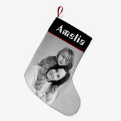 Foto Zwart Wit Rustiek Feestelijk Plaid Tartan Kleine Kerstsok (Voorkant (Hangend))