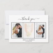 Foto zwart wit script bruiloft bedankkaart (Voorkant)