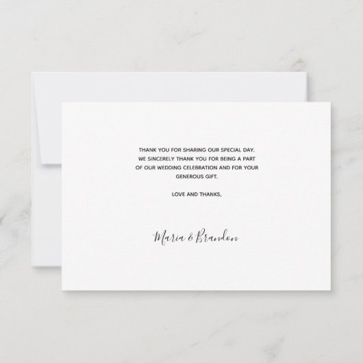 Foto zwart wit script bruiloft bedankkaart (Achterkant)
