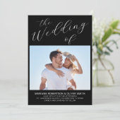 Foto Zwart Wit Script Bruiloft Kaart (Staand voorkant)