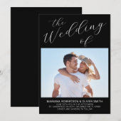 Foto Zwart Wit Script Bruiloft Kaart (Voorkant / Achterkant)