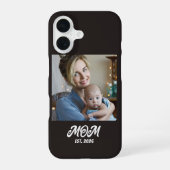 Foto Zwart Wit Script Moeder Opgericht iPhone 16 Hoesje (Achterkant)