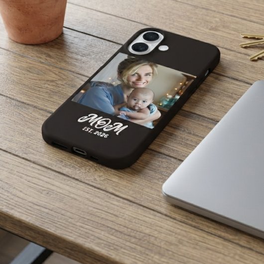 Foto Zwart Wit Script Moeder Opgericht iPhone 16 Hoesje