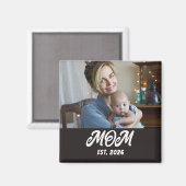 Foto Zwart Wit Script Moeder Opgericht Magneet (Voorkant / Achterkant)
