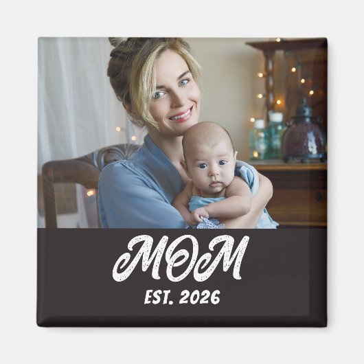 Foto Zwart Wit Script Moeder Opgericht Magneet (Voorkant)