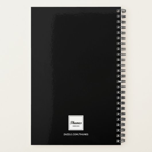 Foto zwart wit script monogram 2026 planner (Achterkant)