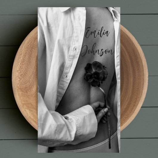 Foto Zwart & Wit Stijlvol Typografie Script Visitekaartje