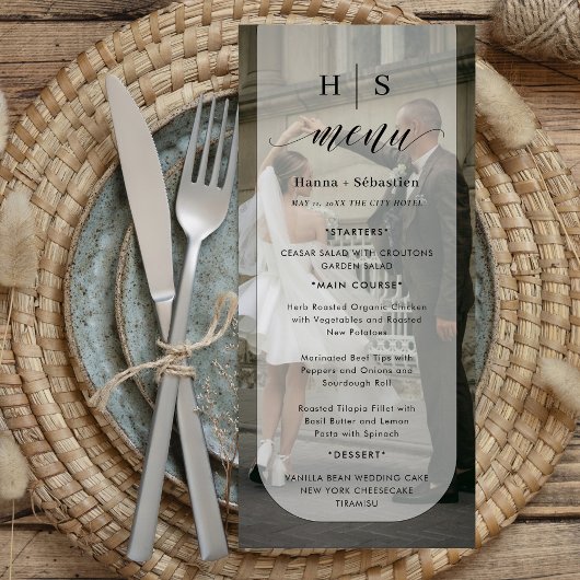 foto zwart-wit trouwmenu menu