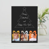 Foto Zwart & Wit Uniek Modern Vrolijk Kerstfeest Feestdagenkaart (Staand voorkant)