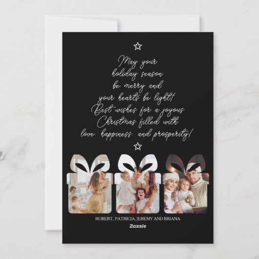 Foto Zwart & Wit Uniek Modern Vrolijk Kerstfeest Feestdagenkaart (Achterkant)