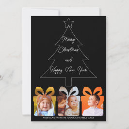 Foto Zwart & Wit Uniek Modern Vrolijk Kerstfeest Feestdagenkaart