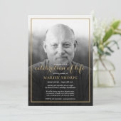 Foto Zwart Wit Viering van het Leven Begrafenis Kaart (Staand voorkant)