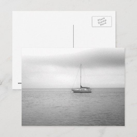 Foto zwart-wit zeilboot briefkaart (Voorkant / Achterkant)
