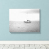 Foto zwart-wit zeilboot canvas afdruk (Insitu (Houten vloer))