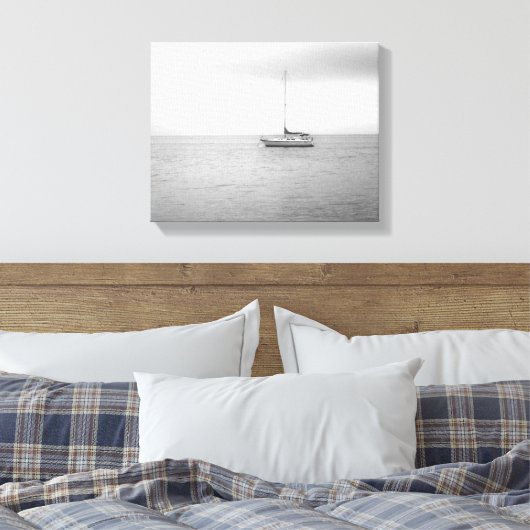Foto zwart-wit zeilboot canvas afdruk (Insitu (Slaapkamer))