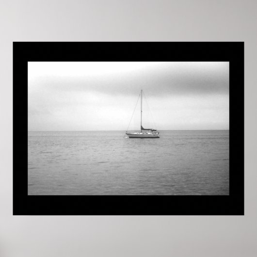 Foto zwart-wit zeilboot poster (Voorkant)