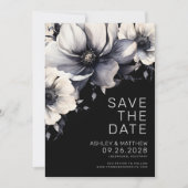 Foto Zwarte Bloemige Bruiloft Save The Date (Voorkant)