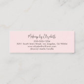 Foto Zwarte Blush Roze Script Make-up Artiest Mode Mini Visitekaartje (Achterkant)