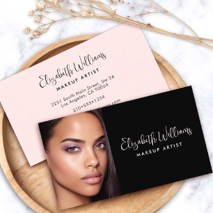 Foto Zwarte Blush Roze Script Make-up Artiest Mode Visitekaartje