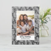 Foto - Zwarte dennenrand - script Vrolijk Kerstfee Feestdagenkaart (Staand voorkant)