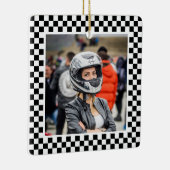 Foto: zwarte en witte cheques keramisch ornament (Rechts)