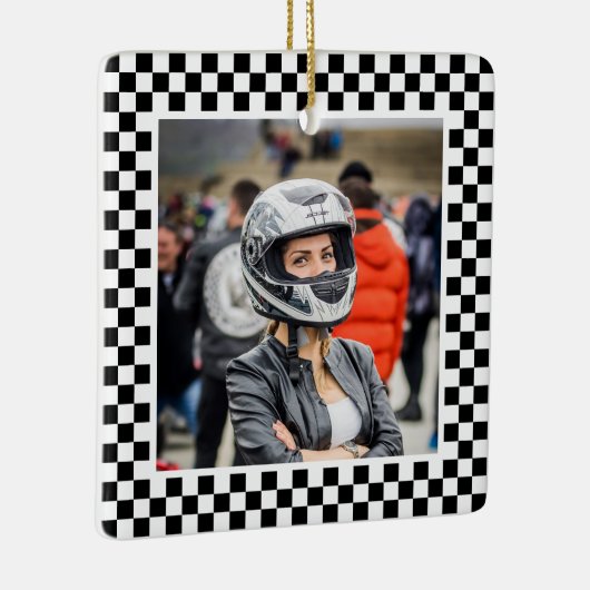 Foto: zwarte en witte cheques keramisch ornament (Rechts)