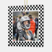 Foto: zwarte en witte cheques keramisch ornament (Links)