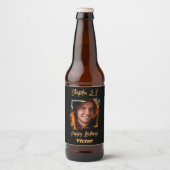Foto zwarte foto 21ste verjaardag Hoofdstuk 21 Bier Etiket (Voorkant)