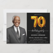 Foto Zwarte Goud 70ste Verjaardag Kaart (Voorkant)