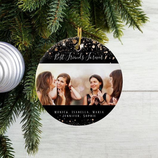 Foto zwarte gouden beste vrienden voor altijd glit keramisch ornament