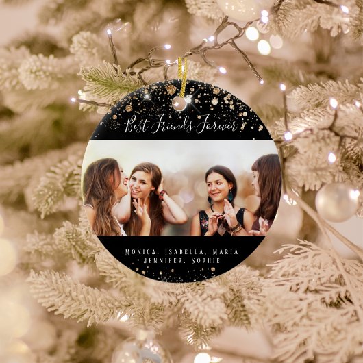 Foto zwarte gouden beste vrienden voor altijd glit keramisch ornament