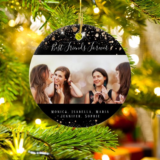Foto zwarte gouden beste vrienden voor altijd glit keramisch ornament