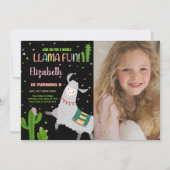 Foto Zwarte Grijze Lama Leuke Lama Verjaardag Kaart (Voorkant)