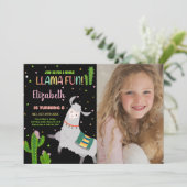 Foto Zwarte Grijze Lama Leuke Lama Verjaardag Kaart (Staand voorkant)