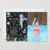 Foto Zwarte Onder de zee Zeemeermin Verjaardag Kaart (Voorkant)