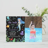 Foto Zwarte Onder de zee Zeemeermin Verjaardag Kaart (Staand voorkant)