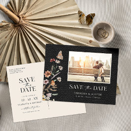 Foto Zwarte Save The Date-ansichtkaart Briefkaart