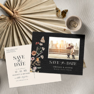 Foto Zwarte Save The Date-ansichtkaart Briefkaart