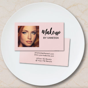 Foto Zwarte Script Blush Roze Make-up Visitekaartje